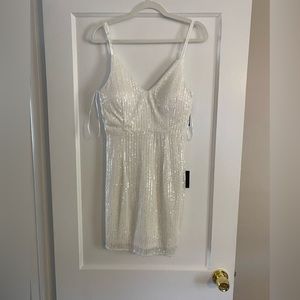 White sequin mini dress, size L new with tags